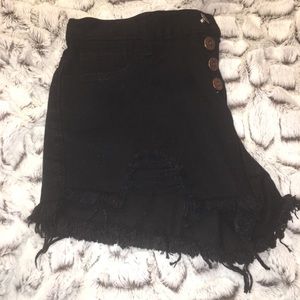 Ripped black jean shorts